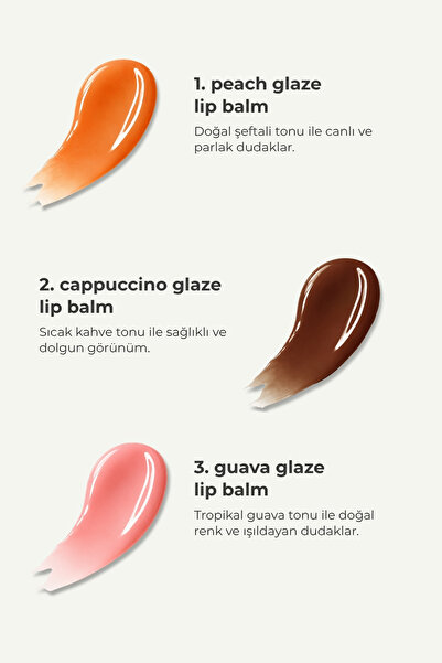 WIWIFY Glowy Trio, Lip Glowy Balm Guava + Cappuccino + Peach Glaze |E Vitamin, Squalane, Ceramide