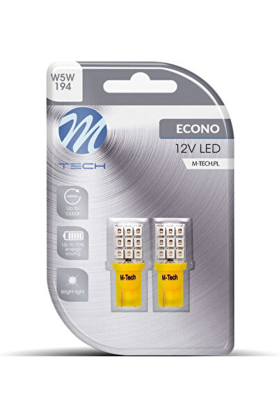 M-TECH Λάμπες Αυτοκινήτου T10 / W5W LED Κίτρινες 12V 2 τεμάχια