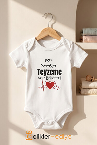 ÇELİKLER HEDİYE Give Me to My Aunt Printed Baby Bodysuit 100% Cotton Unisex B...