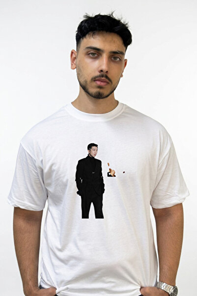 Anetos Rm Bts Design Printed Oversize White T-Shirt