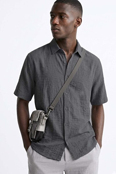 BARRELS AND OIL Men's Short Sleeve Shirt - Anthracite