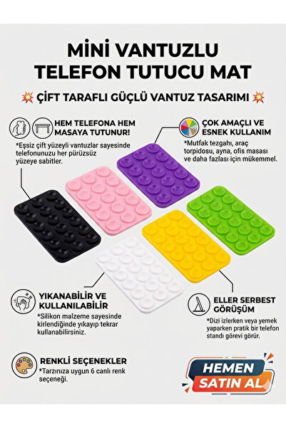 İyem Cep Telefon Tutucu Vantuz Vakumlu Kaymaz Tüm Telefonlar İle Uyumlu Çift ...