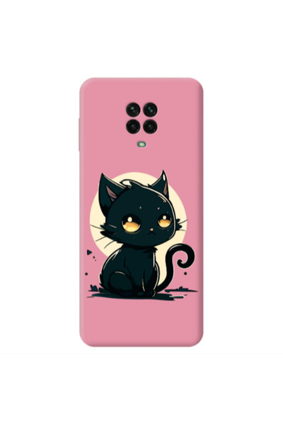 Other Xiaomi Redmi Note 9 Pro Black Cat Pink Colored Silicone TPU Θήκη