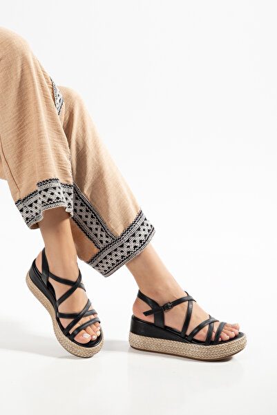 Elile Shoes Genuine Leather Soft Sole Wedge Heel Sandals