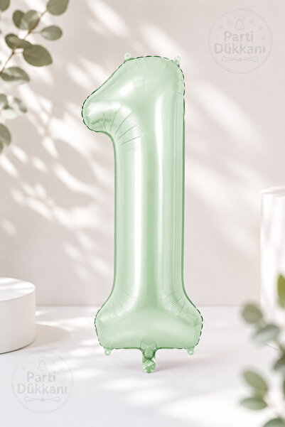 Parti Dükkanı 1 Number Foil Balloon 34 Inch 76 cm Retro Green |   Helium Comp...