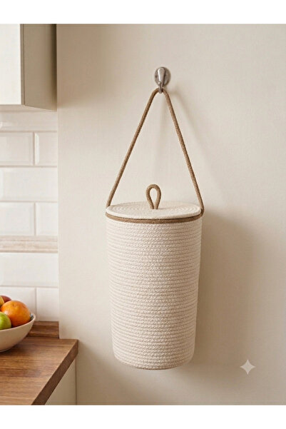 ÖRGÜM Decorative Organizer Basket with Lid 19X30 cm
