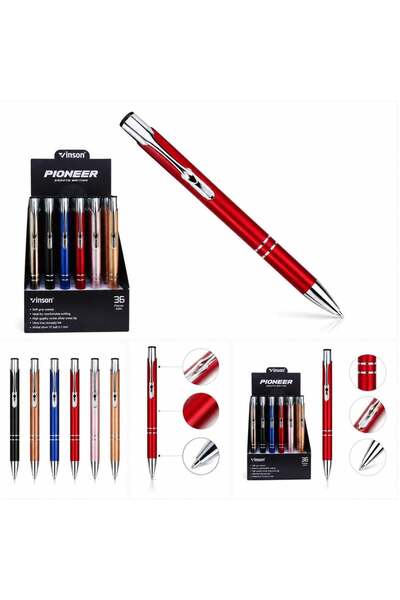CASA JOY Pixuri metalice Vinson, set de 36, cu mecanism click, culori asortate