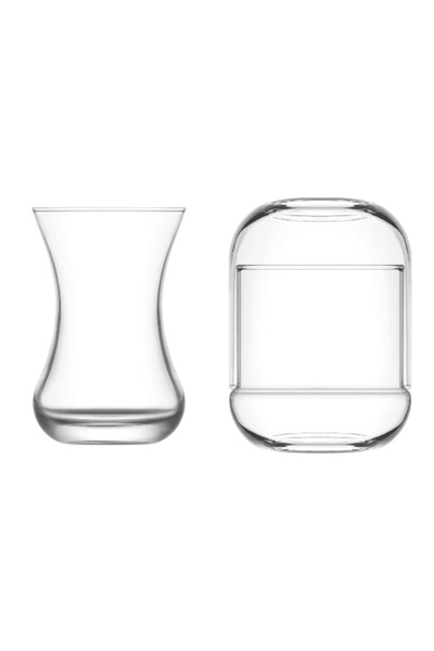 Altijara Demet Glass Tea Cup for 6 People 135 ml Duo Glass Storage Container ...
