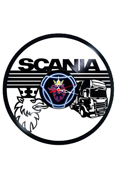 Scania Декоративен стенен часовник, изработен от винилова плоча, Модел Камион...