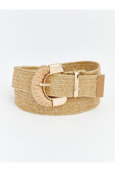 LC Waikiki Lcw Accessories Women's Belt with Buckle in Ecru Straw Look