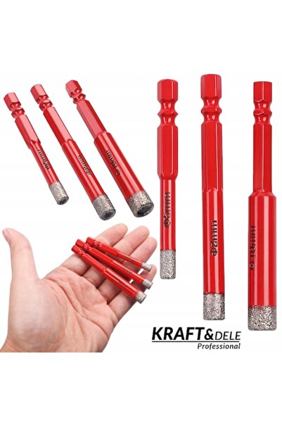 Kraft&dele Set de 3 burghie diamantate pentru gresie, Kraft&Dele, HEX 6/8/10 ...