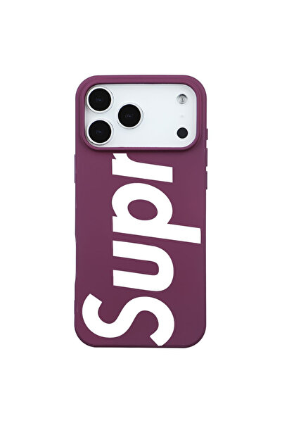 Casen iPhone 17 Pro Max Bordo Lansman Sup Tasarımlı Renkli Silikon Kılıfı