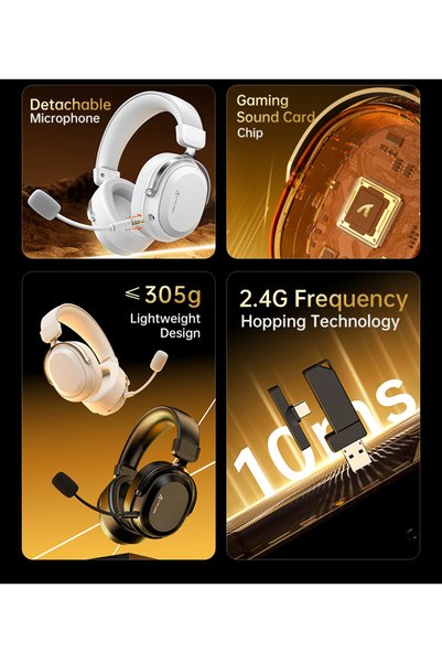 Attack Shark L30 PRO Gaming Mikrofonlu Oyuncu Kulaklığı 7.1 Surround - 4 Modlu (BT, 2.4Ghz, Type-C, 3.5mm)