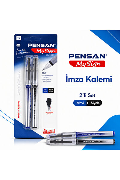 Pensan My Sign Tükenmez Kalem 2’li Set Mavi Siyah 1.0 mm İmza Kalemi Solmaz M...