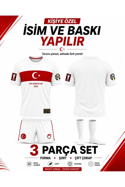 yenteks BEYAZ FIFA World Cup 26 Türkiye Forması - 2026 Dünya kupası Forması