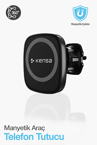 Kensa MagSafe Uyumlu 360° Hareketli Başlık Araç İçi Telefon Tutucu