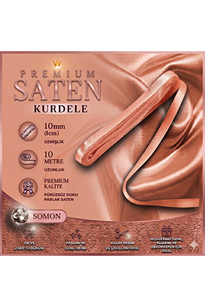 edalle Somon Saten Kurdele 1 Cm 10 Metre, Özel Gün Hediye Süsleme Kurdelesi