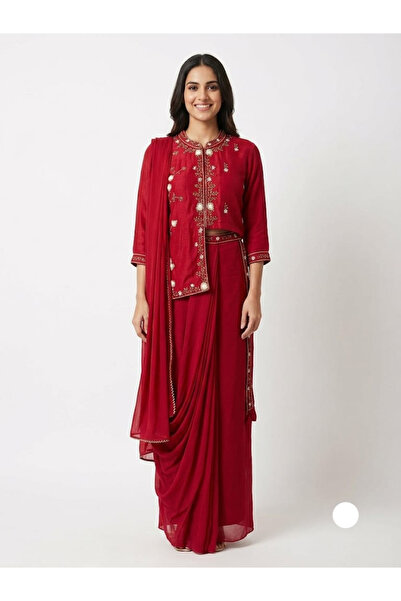 Bella Design Floral Embroidered Jacket Saree