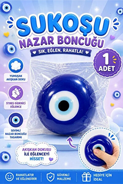 UĞURDAN Sukuşi Nazar Boncuğu Squishy Stres Oyuncağı Jel Dolgulu Yumuşak Sıkma...
