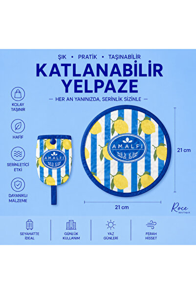 RoseCo00 Katlanabilir Kolay Taşınabilir Çıtçıtlı Yuvarlak Anahtarlık Yelpaze ...
