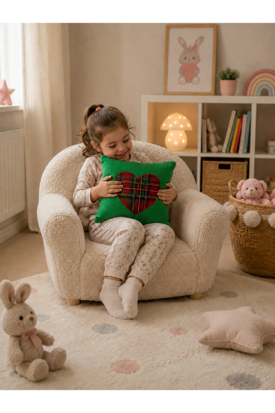 Fixelora Decorative Plush Pillow with Heart – Green Square Throw Pillow |   S...