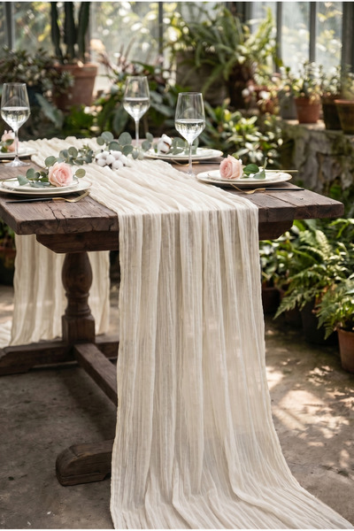 Soft Kare Bohemian Tulle Runner Tablecloth – Elegant Sophistication and Moder...