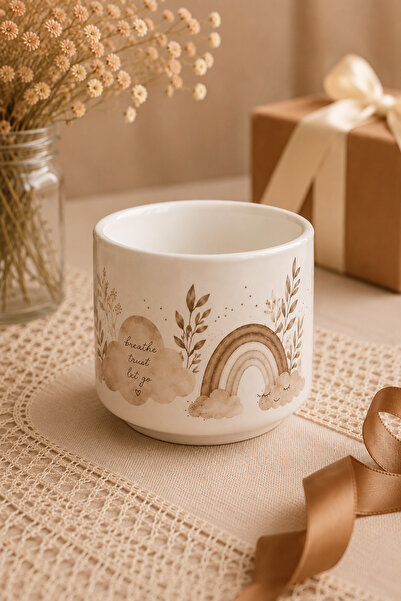 puridadesign Cloud Patterned Soft Color Mug with Handle Coffee Cup