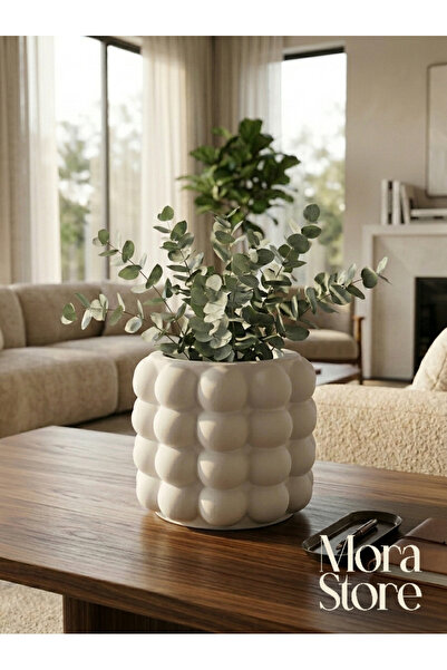 mora store Dekoratif Bubble Beton Saksı İskandinav Tarz Modern Saksı 14,5x12 cm