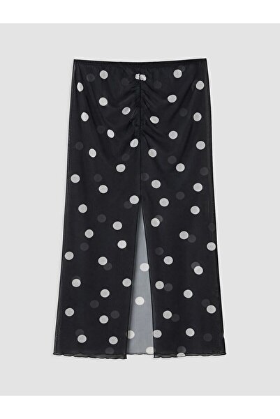 LC Waikiki Lcw Dream Black Polka Dot Women's Pareo with Elastic Waist