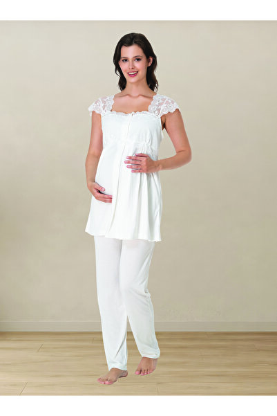 by İGP Hamiile Maternity Short Sleeve Square Neck Pajama Set