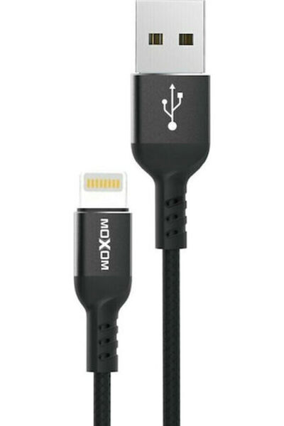MOXOM MX-CB44 Πλεκτό Καλώδιο USB-A σε Lightning Μαύρο 4μ