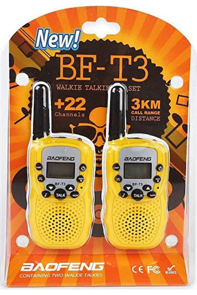 BAOFENG BF-T3 Γουόκι Τόκι με Μονόχρωμη Οθόνη, Σετ 2 τεμαχίων, σε Κίτρινο Χρώμα