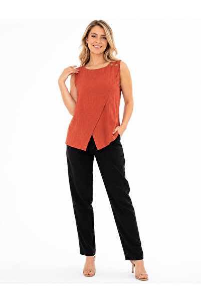 duygu altıntaş 100% Muslin Asymmetrical Cut Sleeveless Blouse – Lightweight, ...