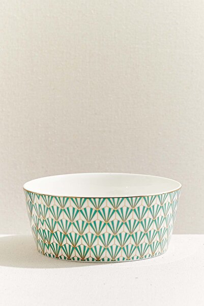 Paşabahçe Venezia Porcelain Serving Bowl Green, Stylish Tableware, Kitchen Ac...