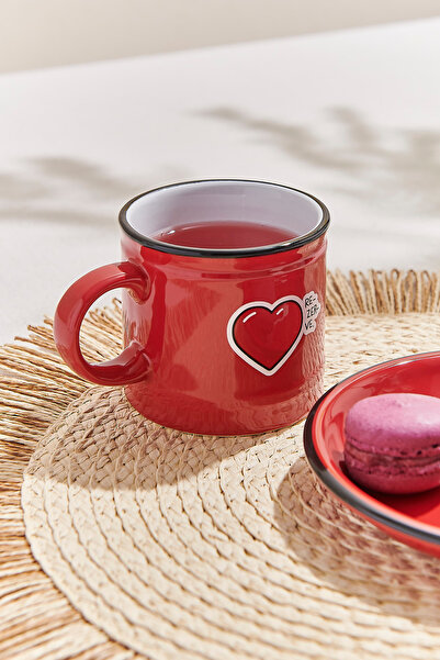 Paşabahçe Hisli Şeyler Heart Mug Red, Stylish Design