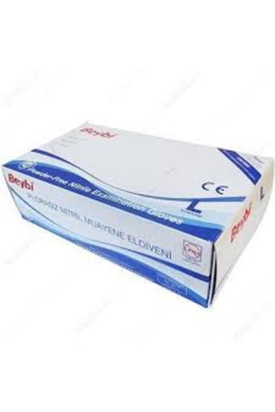Beybi Size L (Large) Powder-Free Blue Nitrile Examination Gloves - Pack of 100