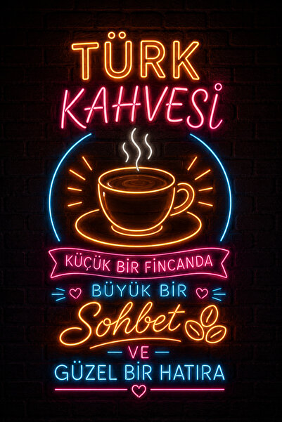 Lucena Türk Kahvesi Neon Duvar Tablosu MDF Dekoratif Kahve Köşesi Duvar Süsü ...