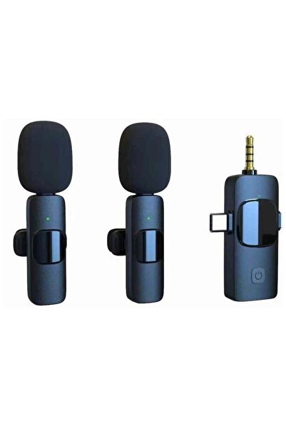 ELTRAZONE ميكروفون لاسلكي K15 3 في 1 مزدوج - متوافق مع منافذ 3.5 ملم و Type-C