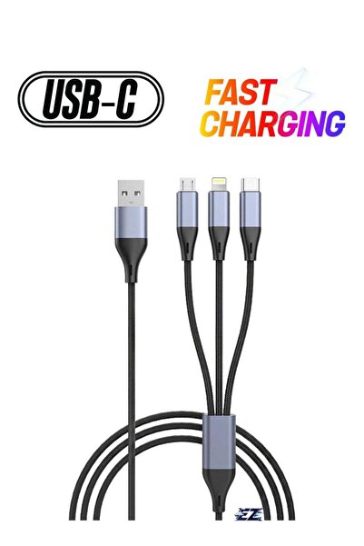 ELTRAZONE كابل شحن USB 3 في 1 - سلك شحن سريع 5 أمبير مصنوع من النايلون المضفر...