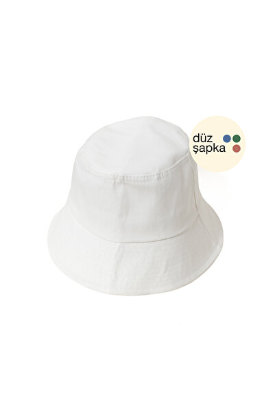 düz şapka studio Flat Hat |   White Gabardine Bucket Fisherman Hat - Minimali...