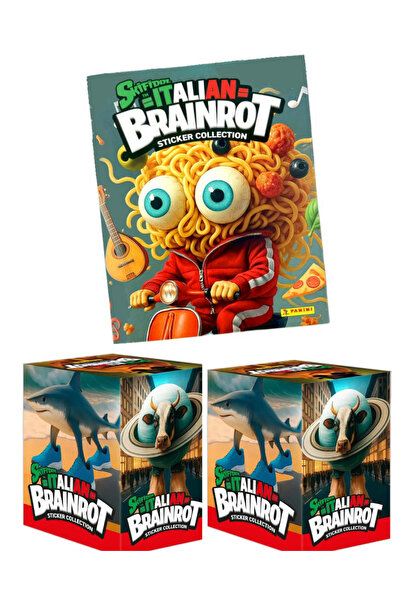 Next Plus Brainrot Licensed Panini Sticker Collection Album+2 Boxes (100 Pack...