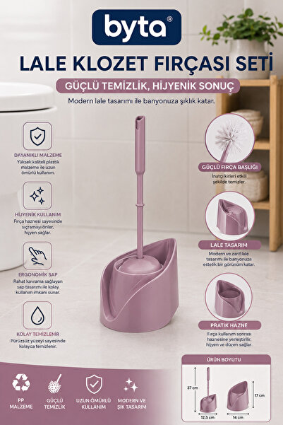 BYTA Lale Toilet Brush Set with Container, Ergonomic Handle, Hygienic Toilet ...