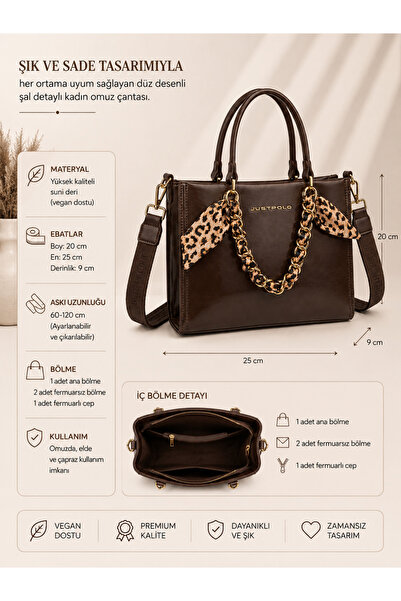 Just Polo Original Women's Shoulder and Crossbody Bag with Chain Detail, Suit...