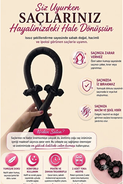MutluBiDünya Saten Kumaş Sosis Bigudi Bukle Yapma Seti Saç Bigudisi