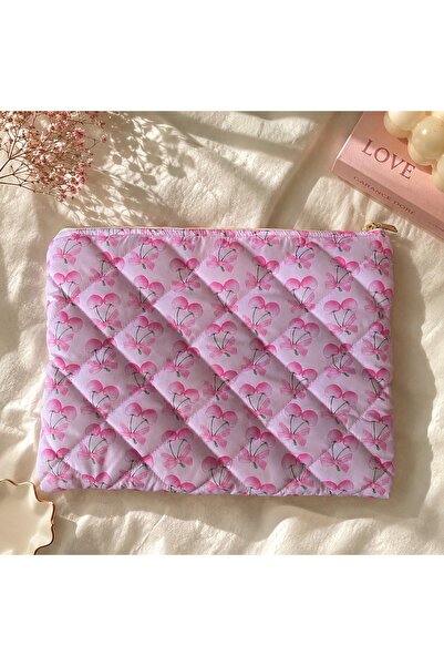 Zaviera Kiraz Desenli Kapitone Laptop Çantası 31x24 cm 10-12 İnç Uyumlu Table...