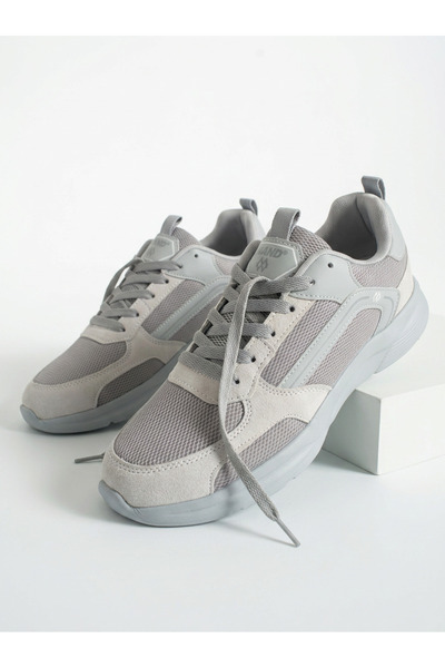 Wand Buz Rengi Nefes Alabilen Kumaş Faylon Taban Bağcıklı Sneaker