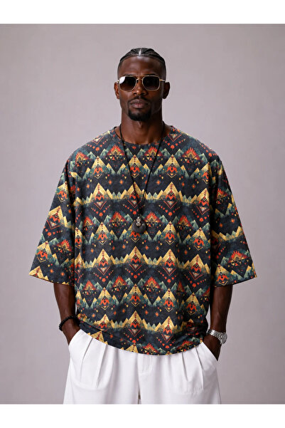 FıttingRoom Oversize Bohemian Cotton Linen Tshirt