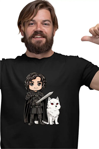 OEM Tricou Barbati Game of Thrones Jon Snow Ghost Wolf