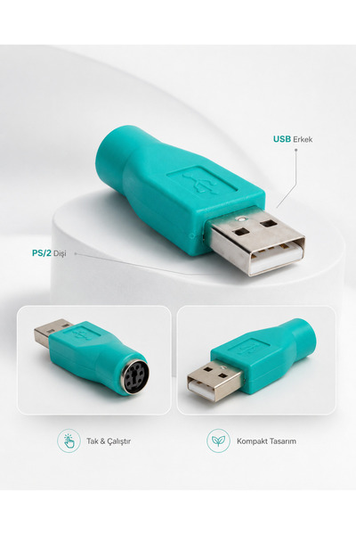 MVLH PS2 Dişi to USB 2.0 Erkek Klavye Fare Çevirici - PC Dönüştürücü Adaptör ...