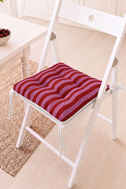 Home Kırmızı ve Lila Dikey Çizgili Pofidik Sandalye Minderi - Modern Çizgili ...